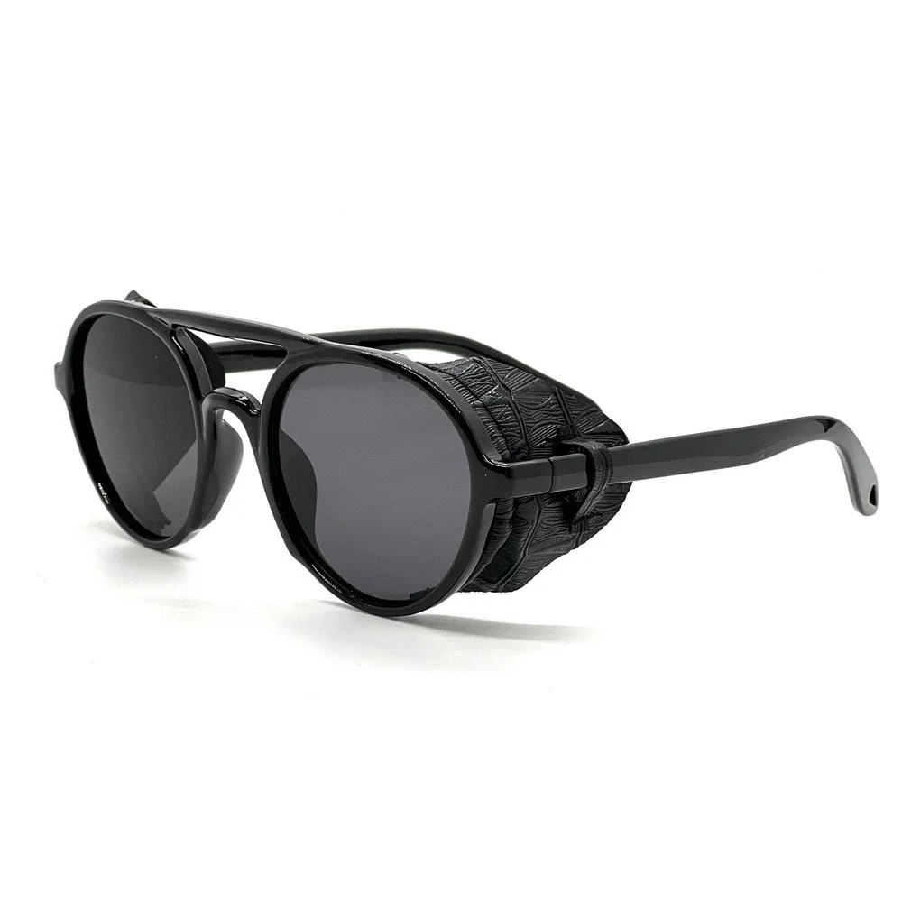 Steampunk Sunglasses Women's Side Shield Round Frame‎ UV400 Potection Lentes New